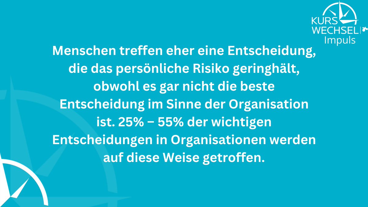 Menschen wollen nicht immer das beste für ihre Organisation. Trotzdem kann man ihnen nur selten übermäßigen Egoismus vorwerfen. 

Mehr zu diesem Thema gibt es hier: 

kurswechsel.jetzt/211