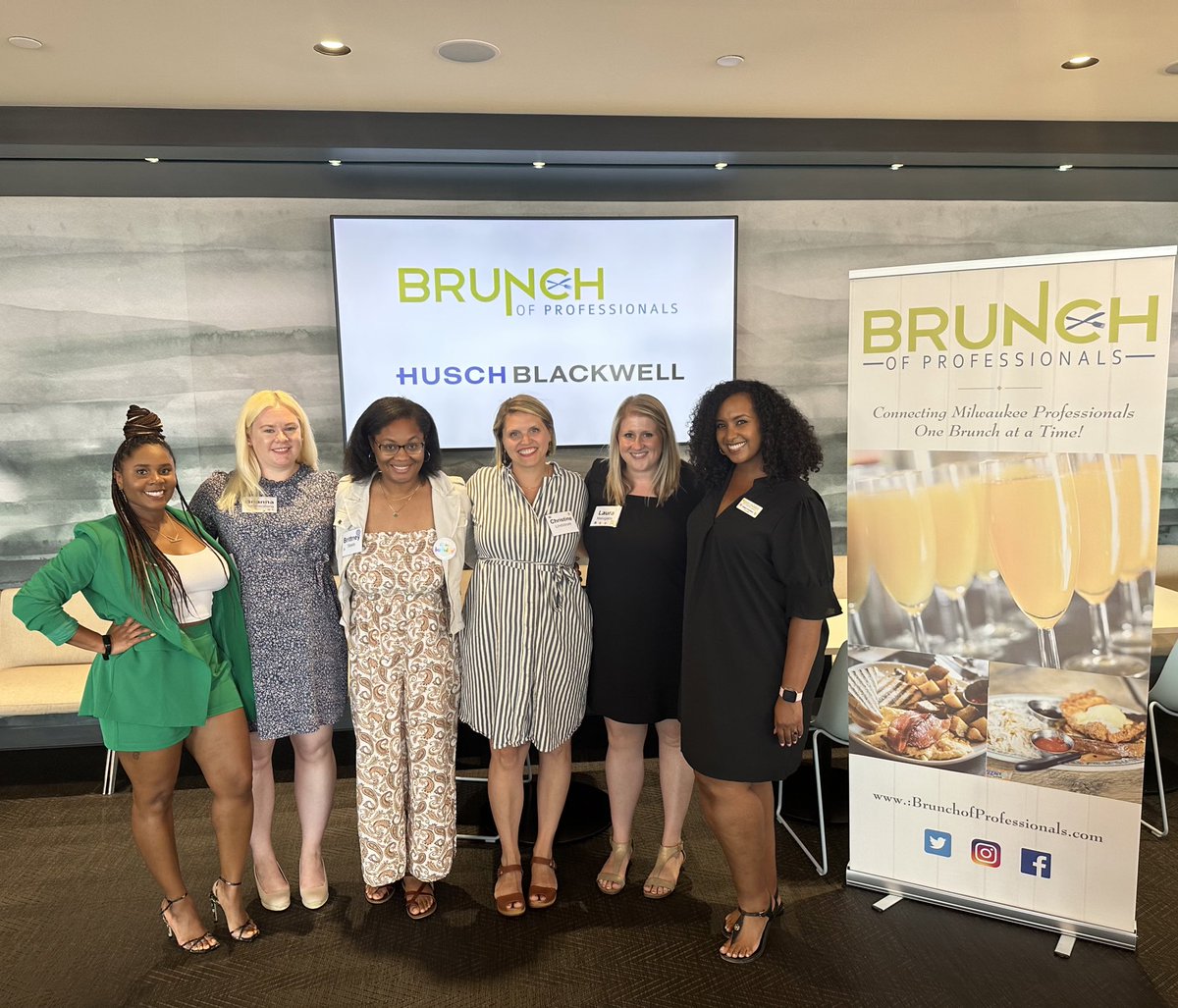 BrunchOfPros's tweet photo. A vibrant group of women gathered  at the downtown offices of @HuschBlackwell for Brunch with a View! Thanks to Husch for hosting and sponsoring our Saturday brunch and to all the amazing women who joined us!  

Interested in learning more? Visit https://t.co/i6vqfteo2m https://t.co/X5pRd24qb8