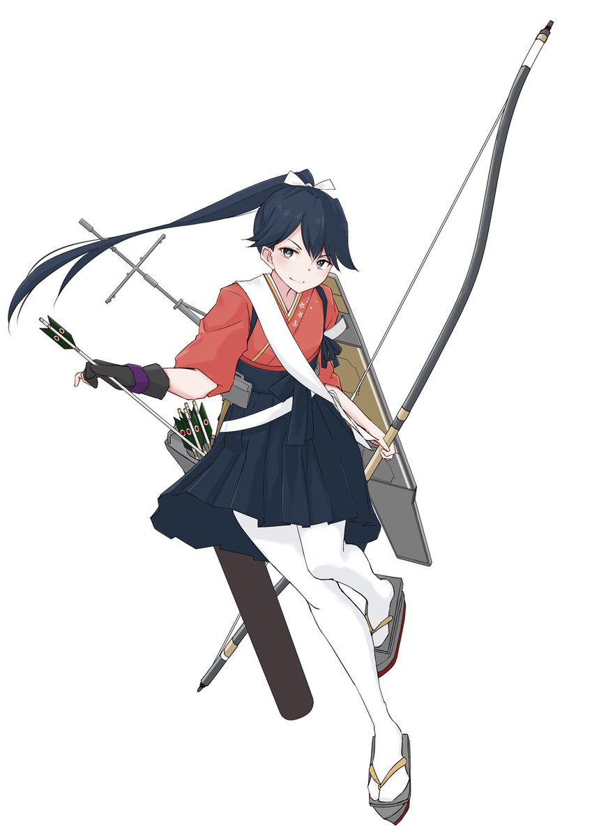 houshou (kancolle) 1girl solo japanese clothes weapon arrow (projectile) ponytail bow (weapon)  illustration images