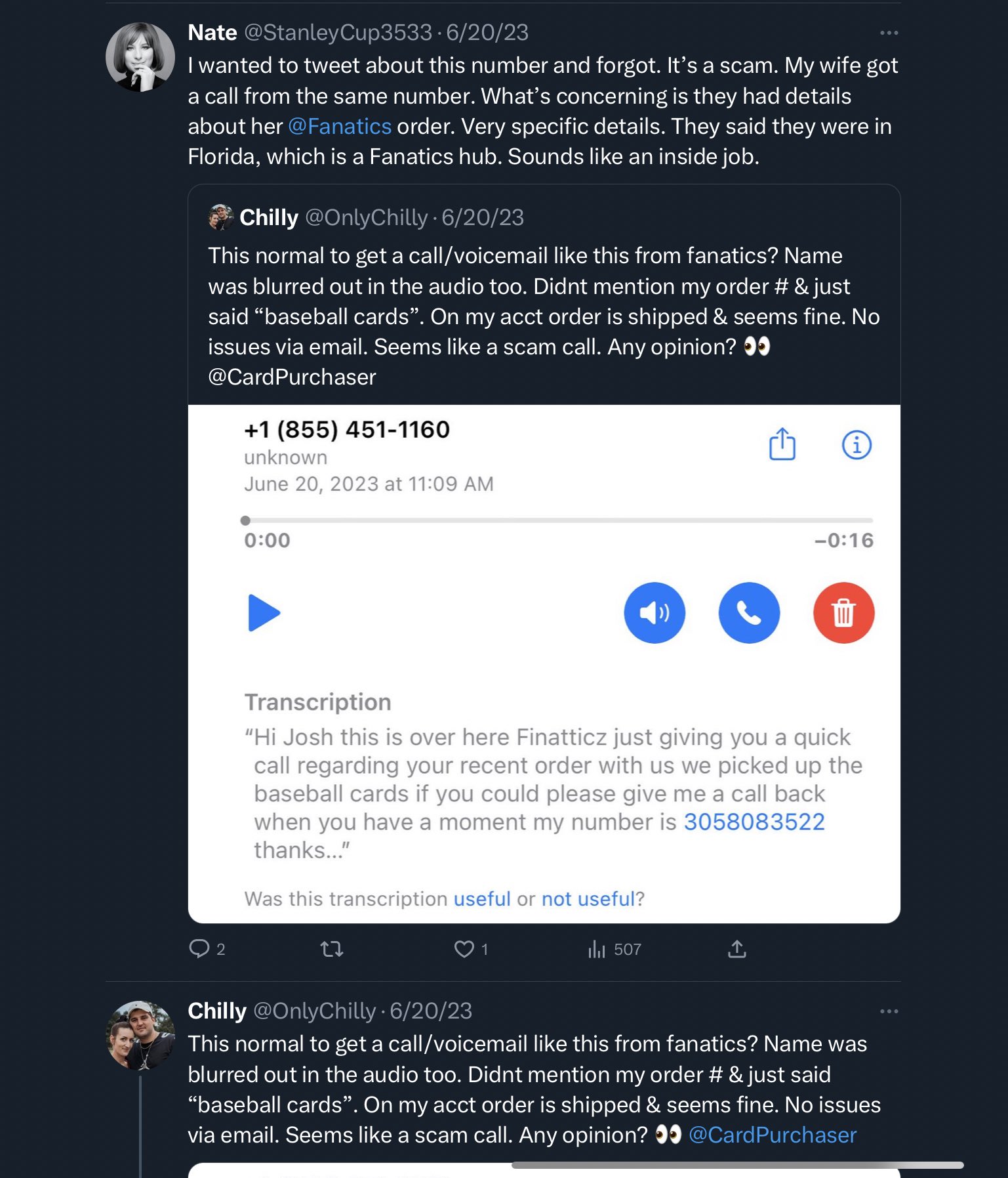 Nate on Twitter "TiaBSam CardPurchaser It’s a scam. This is pervasive. They call with your