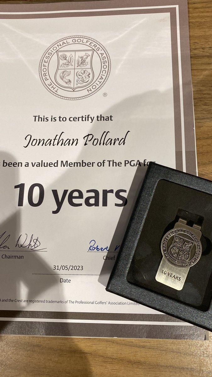 Nice little touch from the PGA - not far off the 20 year one !! How time flies! #pgaprofessional #proud