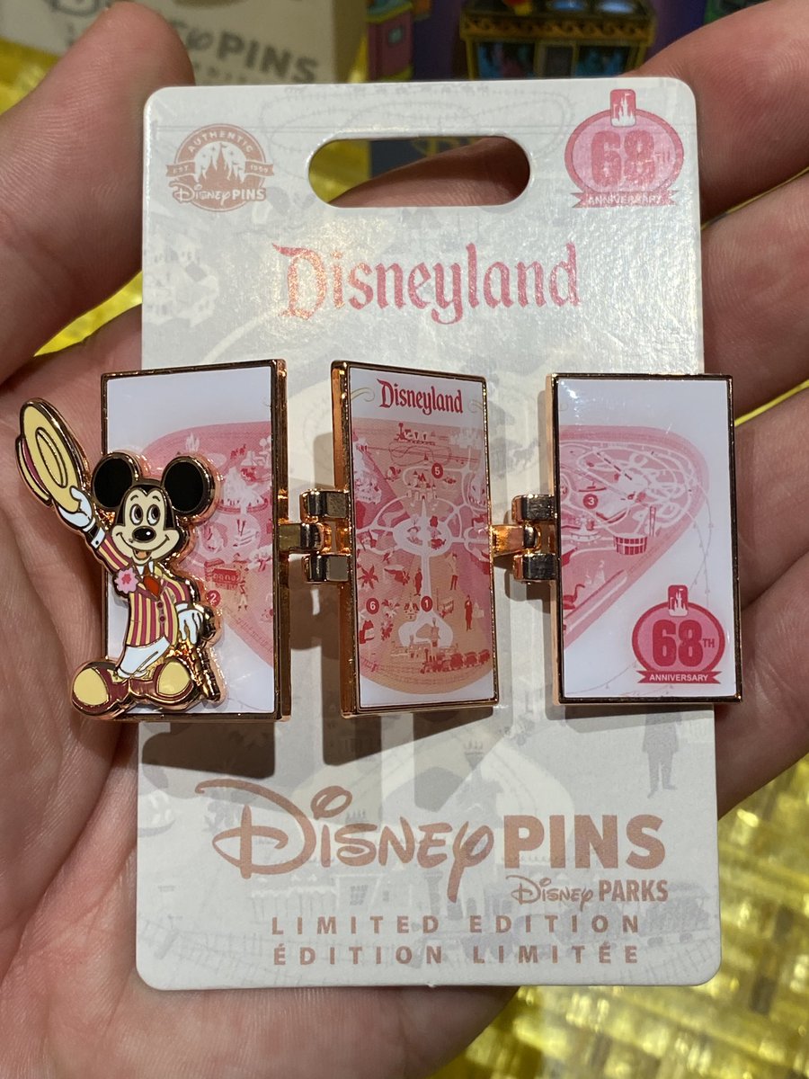 RT @laughing_place: #Disneyland tri-fold 68th anniversary pin. #MickeyMouse https://t.co/daCZaP2CHQ