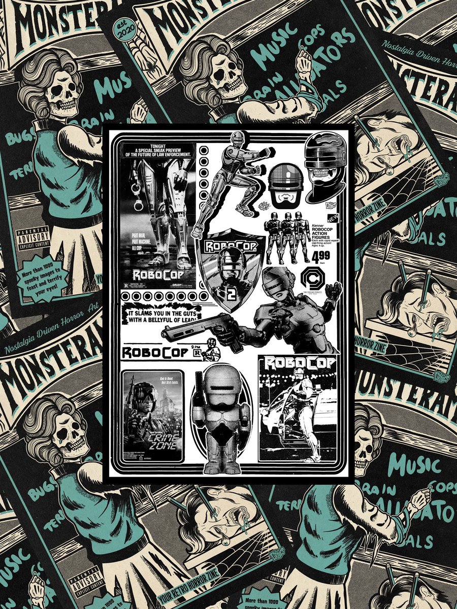 Robocop was released OTD 36 years ago.
Here’s a page of the few dedicated to the strong arm of the law in the last issue of Monsterama.
Get yours at hauntedgraves.uk