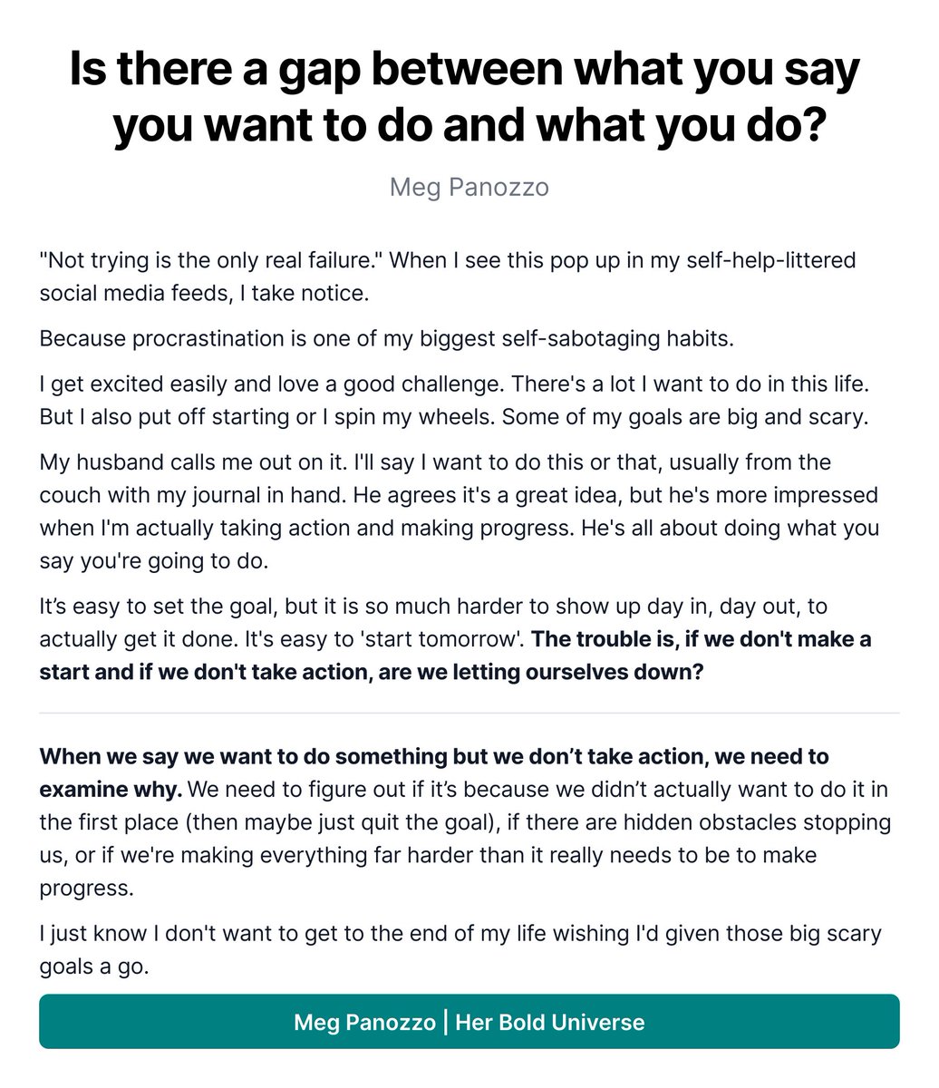 Setting the goal is the easy bit.

Far harder? Showing up consistently enough to make it a reality.