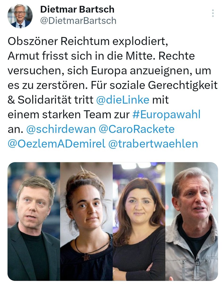 Das letzte Aufgebot der Arbeiterverräter &amp; Gulagwächter besteht bezeichnender Weise aus einer verwahrlosten Bonzentochter, einer Doppelquote (Frau, Migrant), einem pseudointellektuellen Männlein, über das jeder Arbeiter lacht &amp; einem naiven Weltverbesserer. Nicht mal mehr der