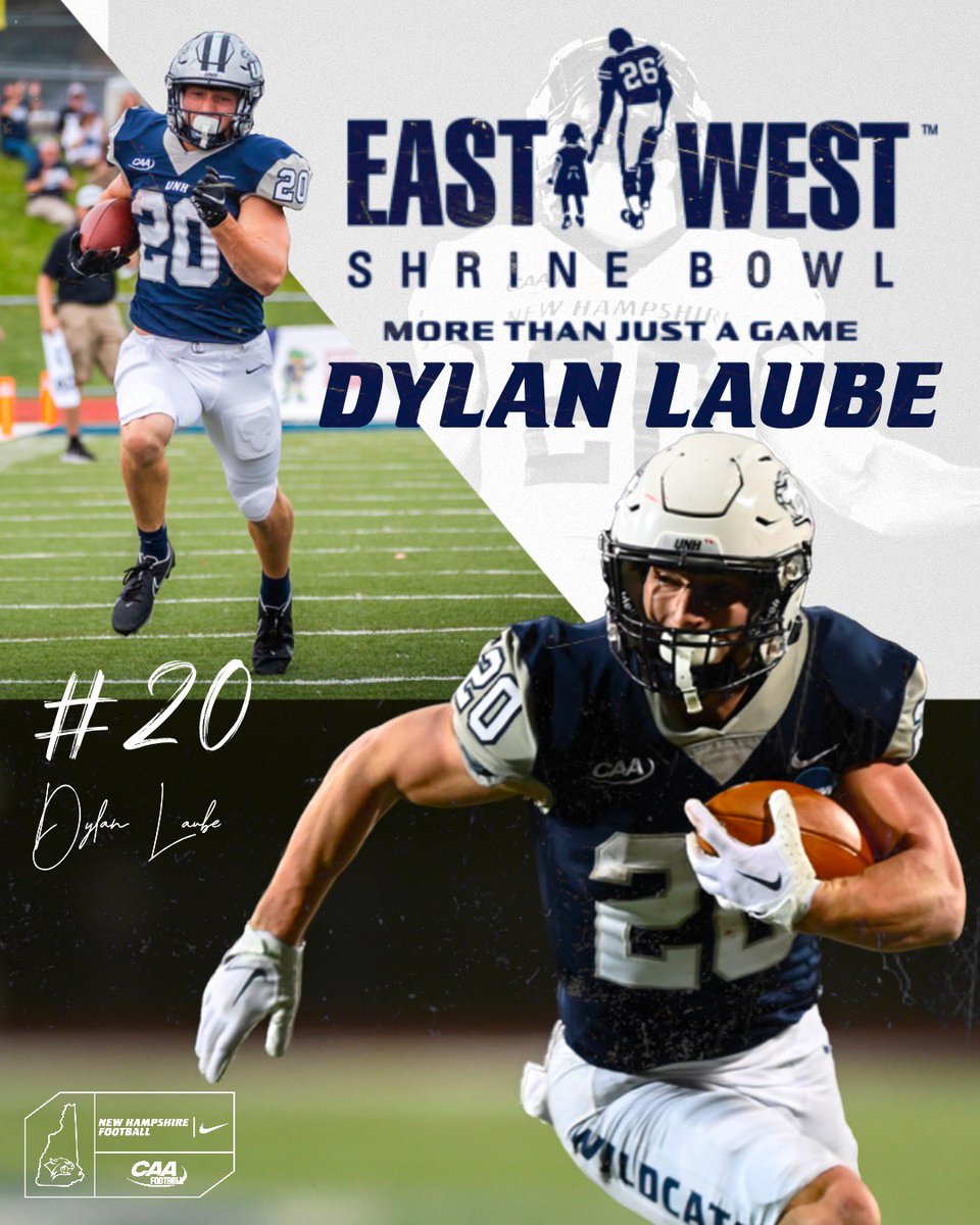 UNH_Football's tweet photo. Congratulations to Dylan Laube, on making the #ShrineBowl1000 Watch List‼️ 👀 Job’s not done yet‼️

#CAT2UNT4MED 😼 https://t.co/mcD3TFSr8n