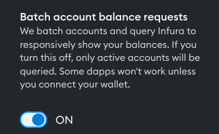 BlazingPepe_eth's tweet photo. Reminder to disable batched requests on metamask, it's enabled by default and it leaks all addresses on metamask to any RPC you use, making it possible to link all your addresses together.

To disable go to Settings > Security &amp; privacy > Batch account balance requests
#ETH #btc https://t.co/ydniNOcP8j