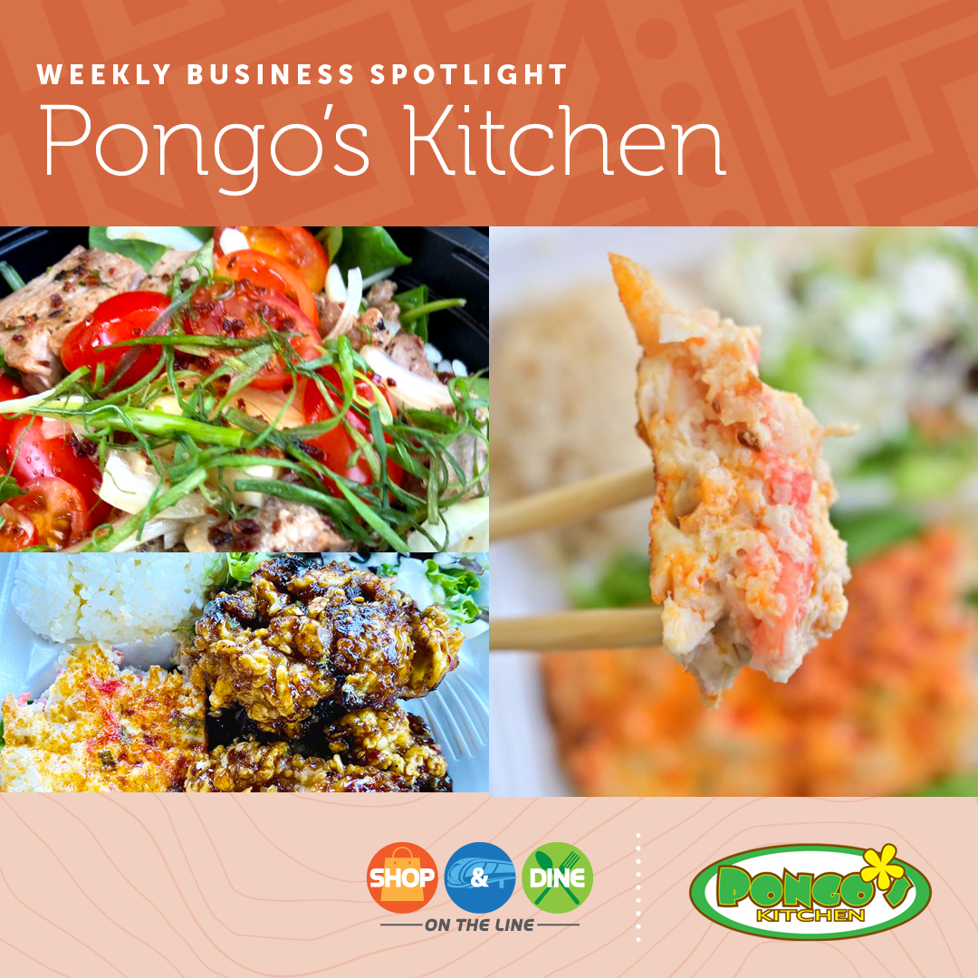 Pongoskitchen.com | 808-845-6008

#PongosKitchen offers tasty eats like grilled Mahi with ginger green onion drizzle, Grilled Ahi with Hawaiian salsa, Hamburger Steak with gravy and onions and Short Rib Plate with garlic butter sauce. 

#supportsmallbusiness