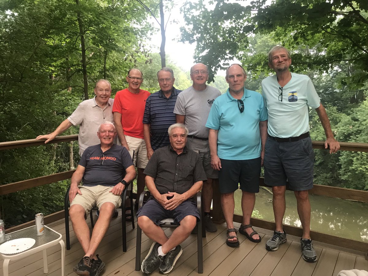 EdGeheb22's tweet photo. Several of my teaching friends from Carroll. Lots of war stories. Great fun out on my deck over looking the wildcat https://t.co/8EueuQH6Br