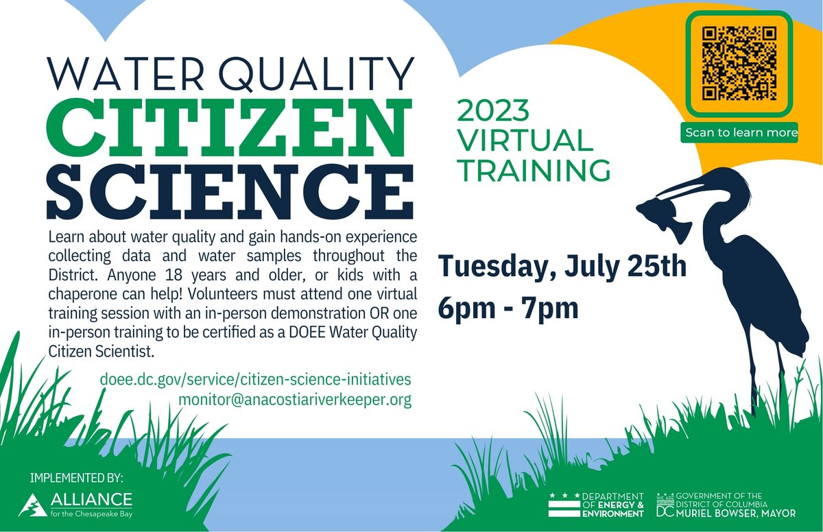 AllianceForBay's tweet photo. Become a Water Quality Monitoring Citizen Scientist and gain hands-on experience collecting data and water samples throughout the District!
Sign up: https://t.co/SslJ7WHDWt
@AnacostiaRrkper, @LoveRockCreek, @GoNatureForward, @MayorBowser #WhatsInTheWater #DCCitizenScience https://t.co/FNsvXXvbaU