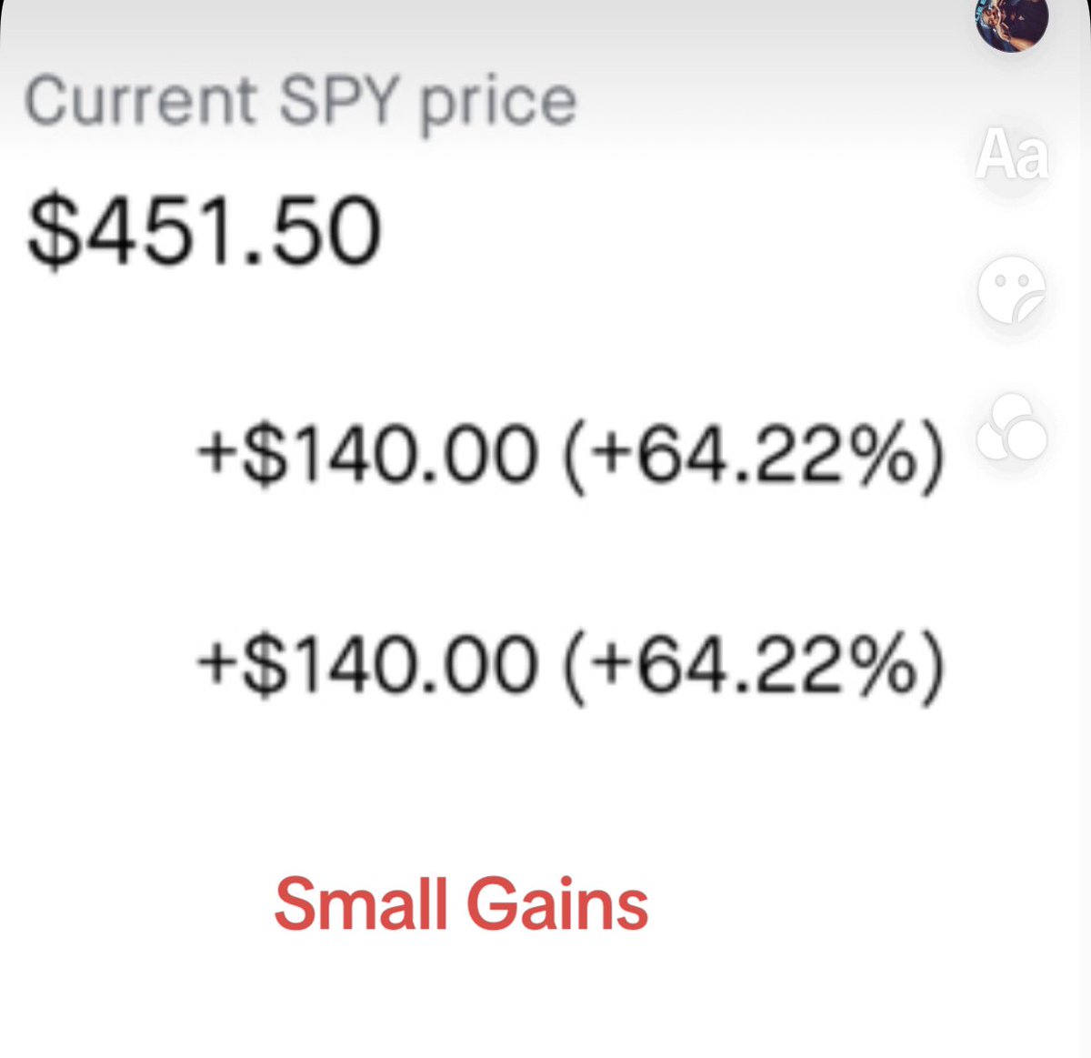 WinktheKey's tweet photo. $SPY in an out not a bad day! 64% https://t.co/9Jxrt7ywq3