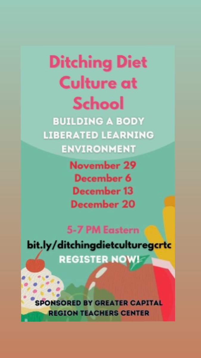 Ditching Diet DECEMBER, y'all! So excited especially for this course in the winter. Register for my course with @GCRTC now! #DitchingDietCultureAtSchool #BodyLiberation