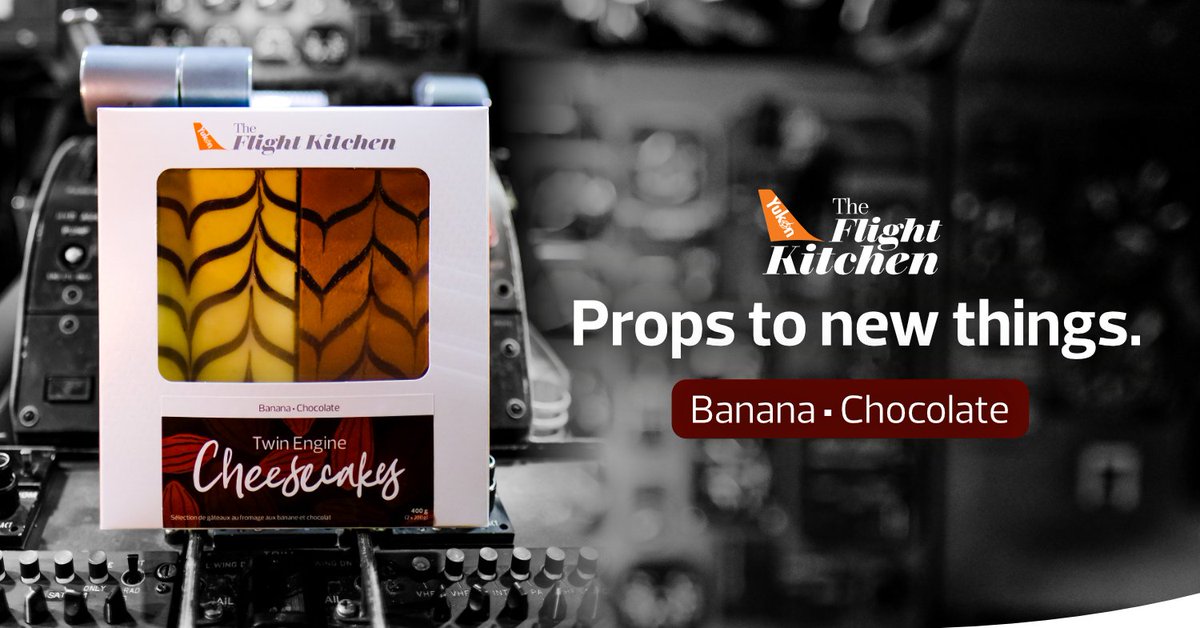 flyairnorth's tweet photo. Banana and chocolate are a "twinning" combo with The Flight Kitchen's latest flavour! Twin Engine cheesecake is now available exclusively at Wykes Independent Grocery Store in Whitehorse! https://t.co/SMCqD72Yjj
