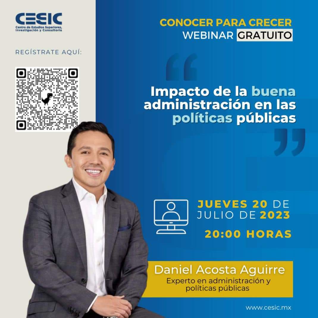 cesic_mx's tweet photo. ¡🚨 #WEBINAR gratis🚨!

📆 Jueves 20 de julio. "Impacto de la buena administración en las políticas públicas".

🕔 8:00pm

✅ Evento #virtual y #gratis

📌 Asegura tu lugar y regístrate dando click en el siguiente enlace 👇:
📝 https://t.co/CF69Bbi6Gc

¡Te esperamos!

#SomosCESIC https://t.co/Nzk3ZT0ZGp