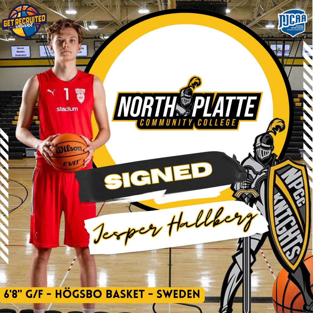 Congratulations to Showcase alum and <a href="/HogsboB/">Högsbo Basket</a> standout <a href="/JesperHallberg_/">Jesper Hallberg</a> as he signs with North Platte Community College! 🇸🇪🏀🇺🇸🛡️<a href="/NPCCMBB/">North Platte Community College Men's Basketball</a>