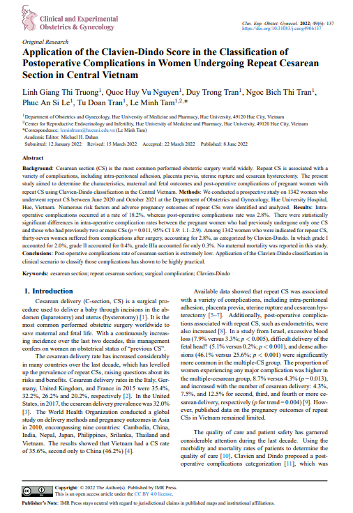 CEOGjournal's tweet photo. Application of the Clavien-Dindo Score in the Classification of Postoperative Complications in Women Undergoing Repeat Cesarean Section in Central Vietnam
has been published in @CEOGjournal at https://t.co/iF6sZD1lar
#cesarean_section
#surgical_complication
#Clavien_Dindo https://t.co/8fGeTvBbJ3