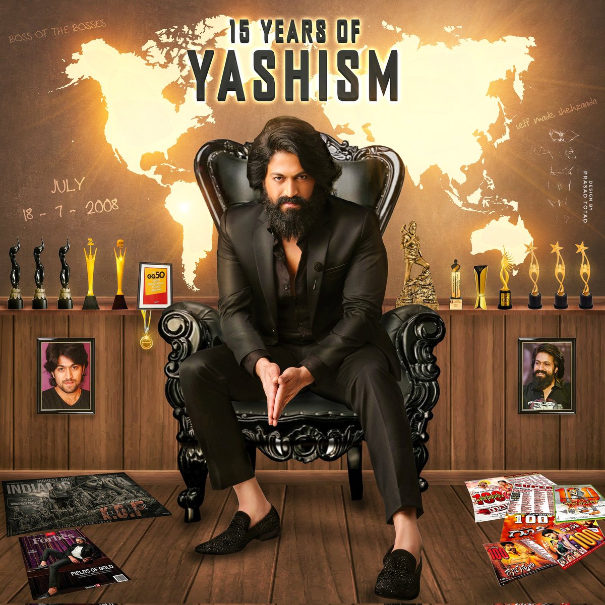 15 Years Back He Came Like A Soldier, Did Lot Of Hard work Served People With that Golden Heart. So People Called Him A King. The @TheNameIsYash BOSS ' 15 Glorious Years Of YASHism ' #YashBoss #Yash19 @TheNameIsYash