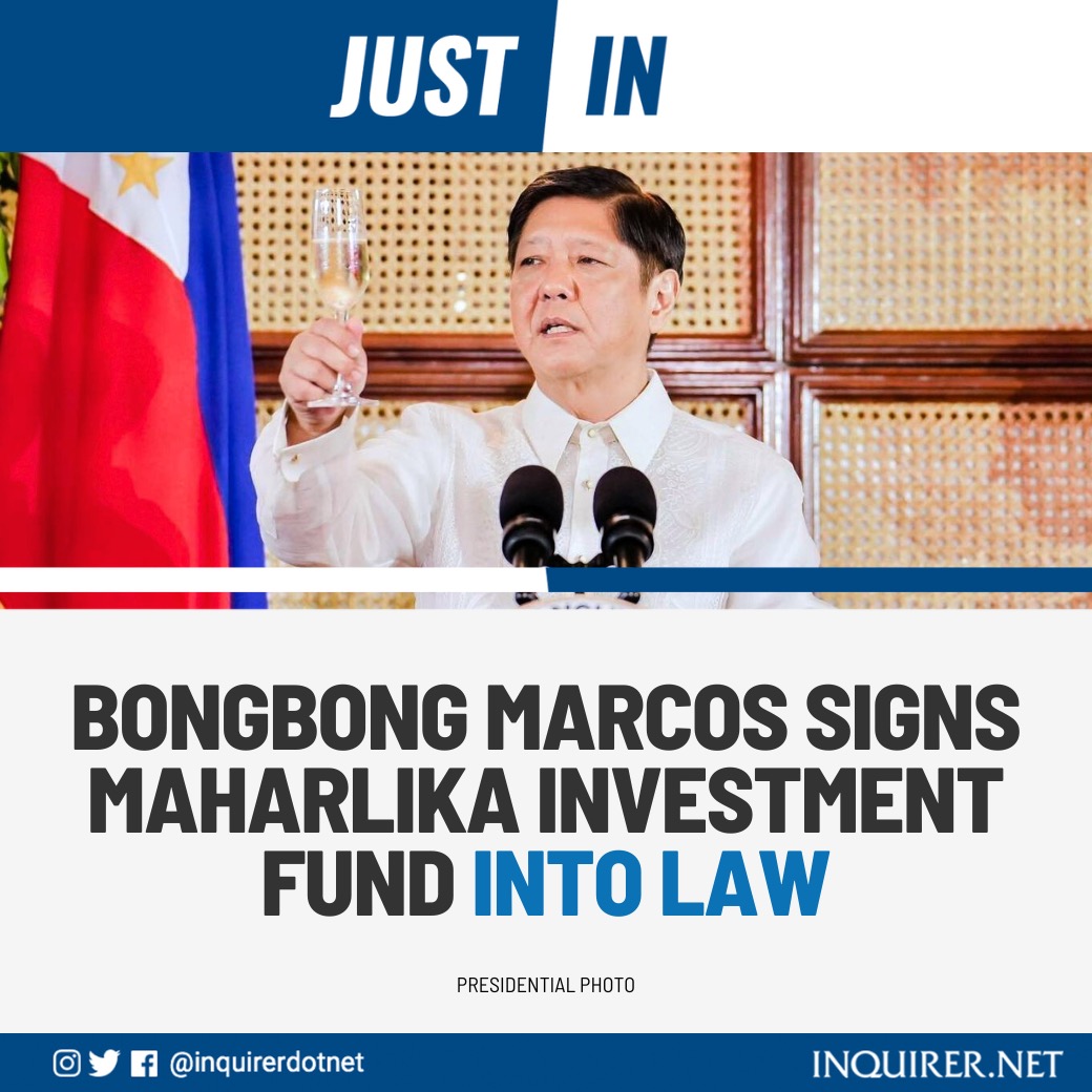 JUST IN: President Ferdinand Marcos Jr. signs the controversial Maharlika Investment Fund (MIF) bill on Tuesday, July 18, turning it into law.