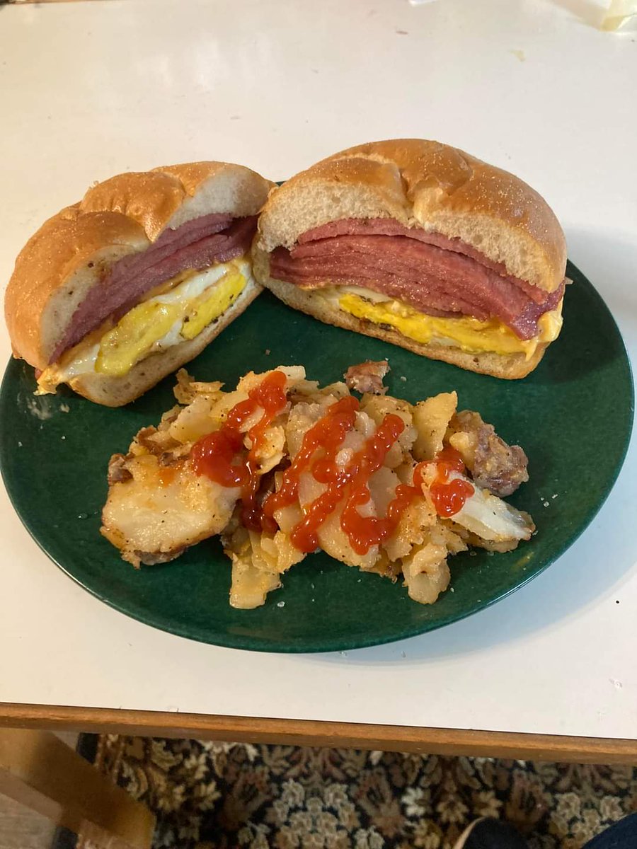Now that's breakfast... Jersey Style!!! I just saw Pork Roll being referred to as Jersey Meat and Jersey Fried Bologna. I never heard either before... LOL  #JerseyProud #JerseyStrong #JerseyFresh #ItsAJerseyThing