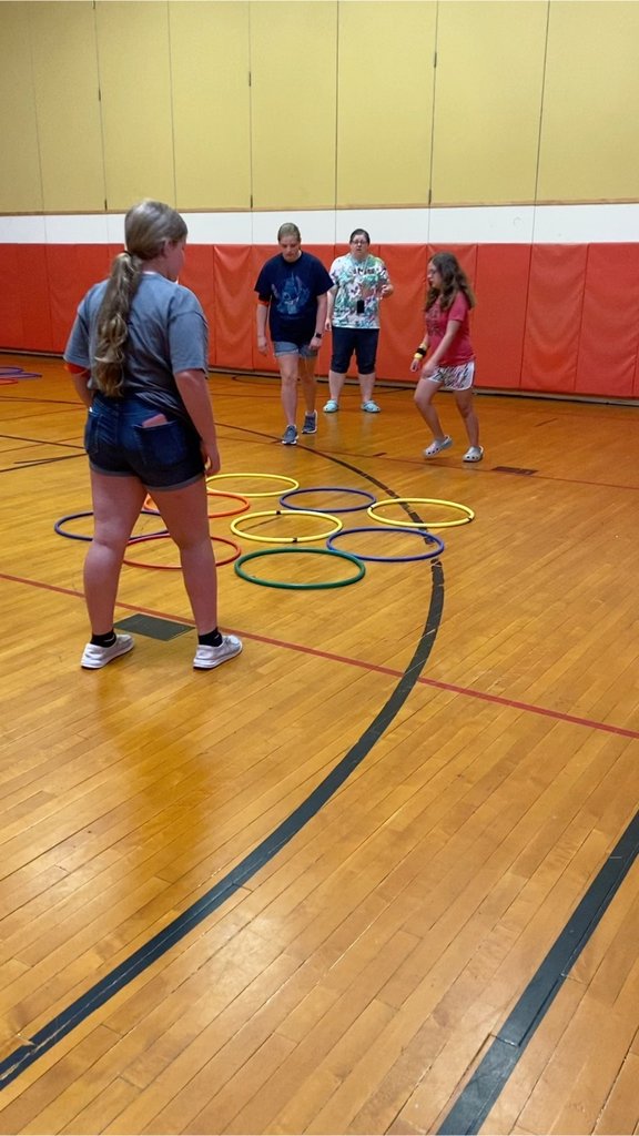 EakinsL23's tweet photo. NMS Summer Enrichment Camp taking tennis lessons with Coach Margo from the University of Rochester and playing some team building games. https://t.co/ZUyhSFAYbX