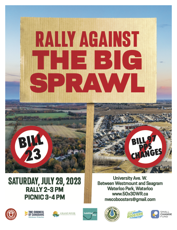 holdthelineWR's tweet photo. July 29th, join us for a family-friendly bike ride on trails from Kitchener to Waterloo Park.

1:15pm: Depart from the Iron Horse Trail, by the community garden off Strange Street.

2:00pm: Arrive at the Rally Against The Big Sprawl!

🚲 🪧 🌳 🌽 🌇 🚜 🧑🏽‍🌾 📣 🚲

#onpoli #watreg https://t.co/cDoZPEkxxe