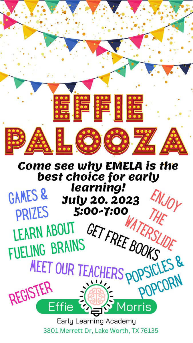 LakeWorthISD's tweet photo. Reminder: Effie-Palooza takes place this Thursday, July 20, from 5 - 7 p.m. Parents of incoming Pre-K and Kindergarten have the chance to
learn about the campus and enroll their children for the 2023-24 school year. #WorthIt https://t.co/XYp48o9QEH