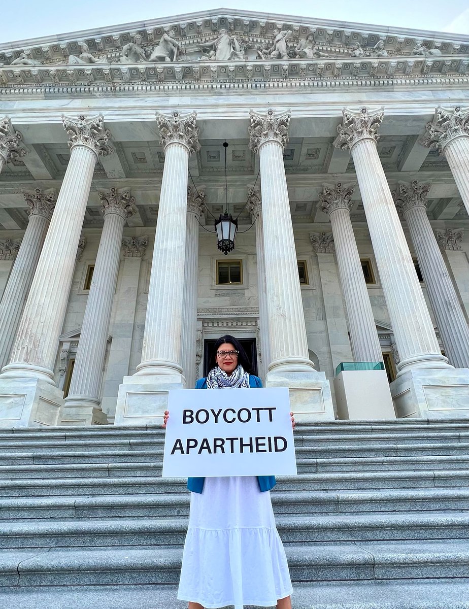 RepRashida's tweet photo. In solidarity with the Palestinian people and all those who have been harmed by Israel's apartheid government, I will be boycotting President Herzog’s joint address to Congress.

I urge all Members of Congress who stand for human rights for all to join me. #BoycottApartheid https://t.co/2ixUdCT1Kq