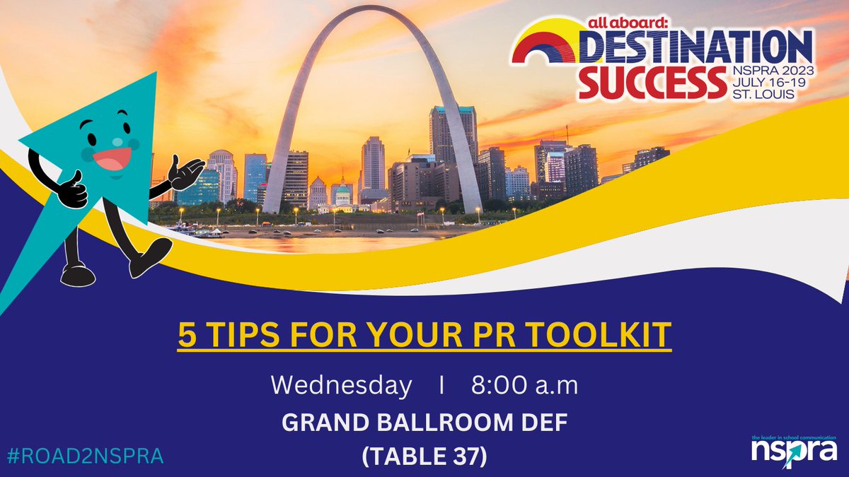 PayjeRedmond's tweet photo. Join @leyvaleyv3 and I Wednesday for our GOLD MIND session! We survived our first years of #schoolPR and have tips to share (templates included).  #NSPRA23 #ROAD2NSPRA  @NSPRA https://t.co/9DgDPRU25U