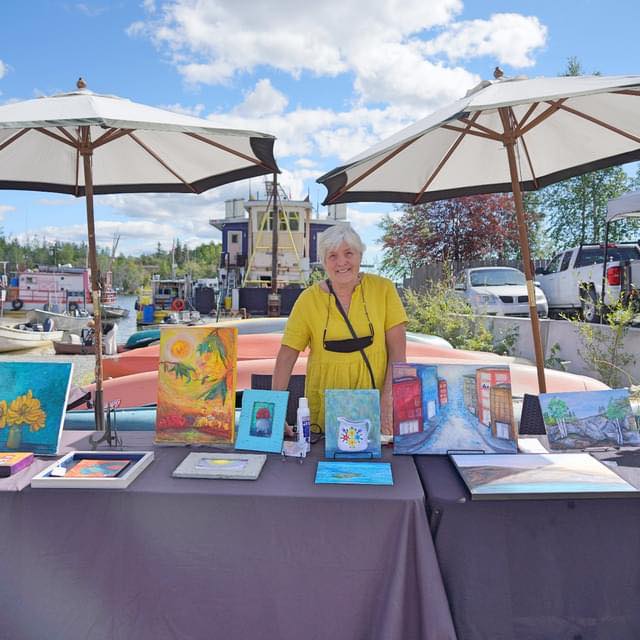 On July 18th come on down to the Yellowknife Farmer’s Market and check out Sue Glowach and her artwork. Located at City Hall