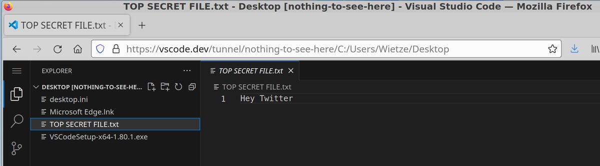 Wietze's tweet photo. Were you aware standard VSCode can be turned into a fully-functioning RAT with a single command?
✅Popular/MS-signed exe
✅Uses MS network infra
✅VSCode is always noisy, abuse may not stand out
🔥Open/edit/delete files, run arbitrary commands

Solid find: https://t.co/PwV06xYA1W https://t.co/M0qjoFpUmi
