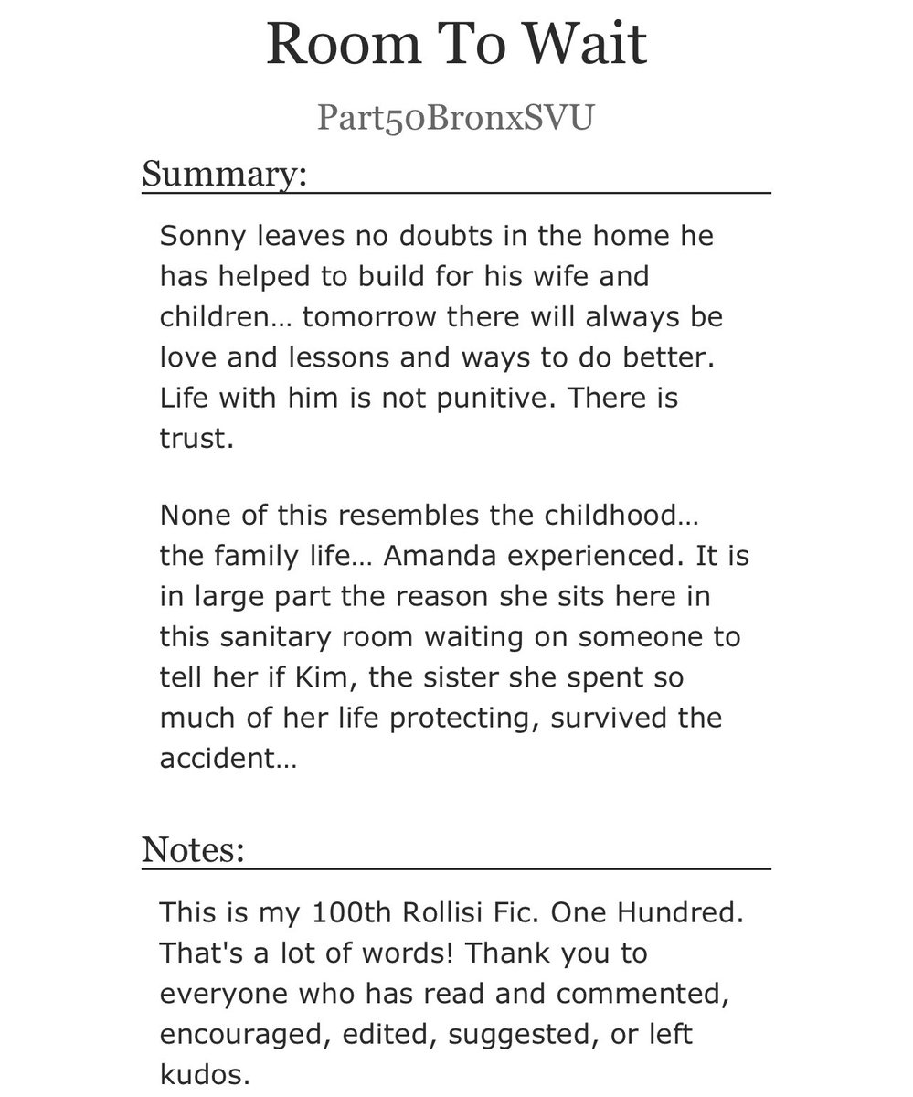 ginabuttrfly's tweet photo. My 💯!!!!!!!!!!!! REST IN PEACE KIM ROLLINS #Rollisi #svu @SVUFics #AmandaRollins #Carisi #ficwriter #fanfic #SVUSummerHiatusBINGO2023 Square #13 for me! WAITING ROOM https://t.co/lynpRfhAqV https://t.co/vqlrivcoHv