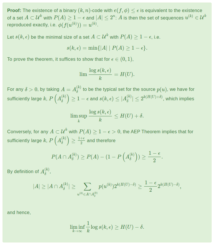 𝗟𝗼𝘀𝘀𝘆 𝘀𝗼𝘂𝗿𝗰𝗲 𝗰𝗼𝗱𝗶𝗻𝗴 as a simple application of the Asymptotic Equipartition Property.
#InformationTheory