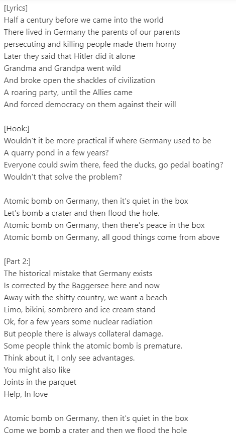 Vetaro's tweet photo. @umbraviolet https://t.co/rAg3J2HKiT related to your inquiry is this song, which if anyone asks is covered by the first amendment or (as germany calls it, and they in another song: Kunstfreiheit) https://t.co/qIy4QC9Rav