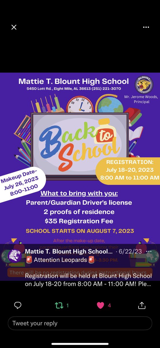principalwoods's tweet photo. Let’s go Leopards! Time to register for school! https://t.co/XDWLKrvXqX