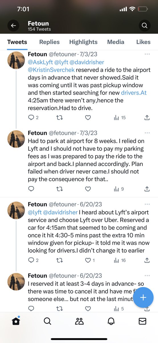 fetouner's tweet photo. @MadMoneyOnCNBC @jimcramer @davidrisher heard about airport service on mad money-didn’t touch on getting to airport-just arrivals but ‘scheduling’ should = planning ahead of time and when ride is accepted and I saw driver assigned then there should be accountability for no-show https://t.co/6D36jxkFIh