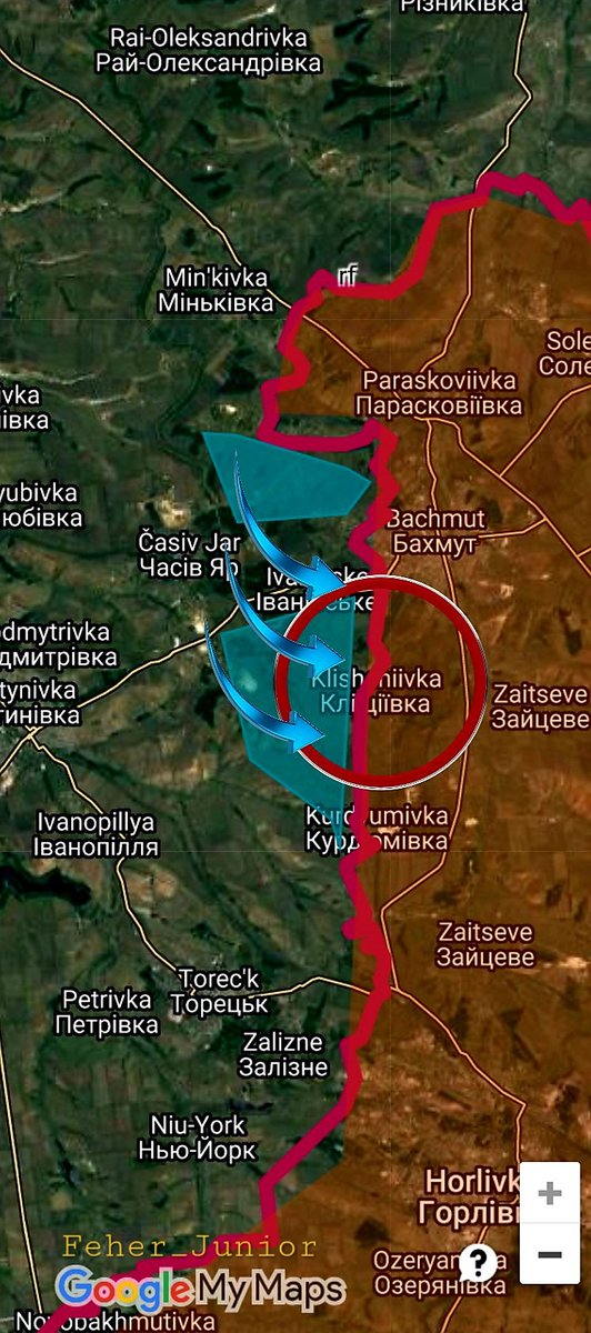 PeterClifford1's tweet photo. #Ukraine: 6. Despite RU shelling on 10 UA settlements nr #Bakhmut, at #Klischiivka, S of the city, UA have advanced again & taken new positions. UA forces have repelled RU soldiers again at #Bohdanivka & #Vesle. #tweet365 (Maps: @Feher_Junior & @mhmck) https://t.co/08Us2vRbs8