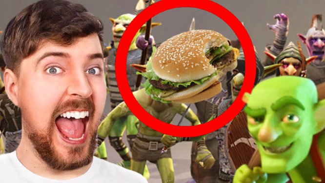 mister Beast chalegne - I trapped 50 Goblins in a room and the last to leave wins half eaten mcdonald hamburger