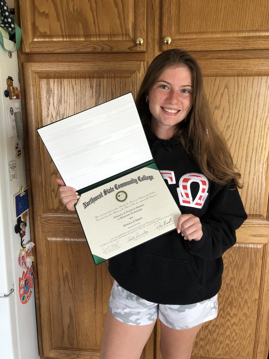 MEmom0304's tweet photo. @makaylaaupdike received her “Associate of Technical Studies in Business Technology” degree from Northwest State Community College today!  So proud of her!  ♥️🩶 https://t.co/o4Wm83f3CQ