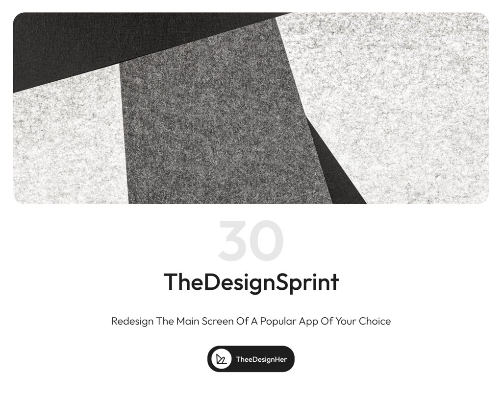 Day 30/30🚀

Redesign the main screen of a popular app of your choice

Quote this tweet to drop your submissions. And we’re done! ✅ ✨

#TheDesignSprint #Designchallenge