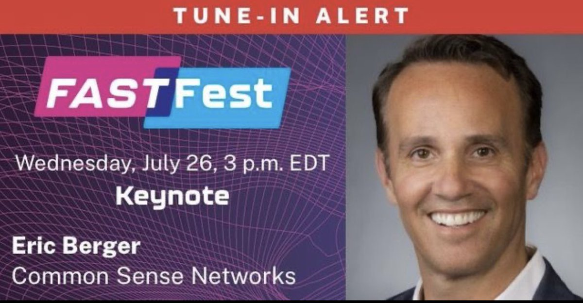 Tune in to hear Common Sense Networks CEO, Eric Berger speak at Fast Fest!  By registering for this event, you will gain access to an Exclusive White Paper focusing on the latest trends in FAST! lnkd.in/e3v-XNfW