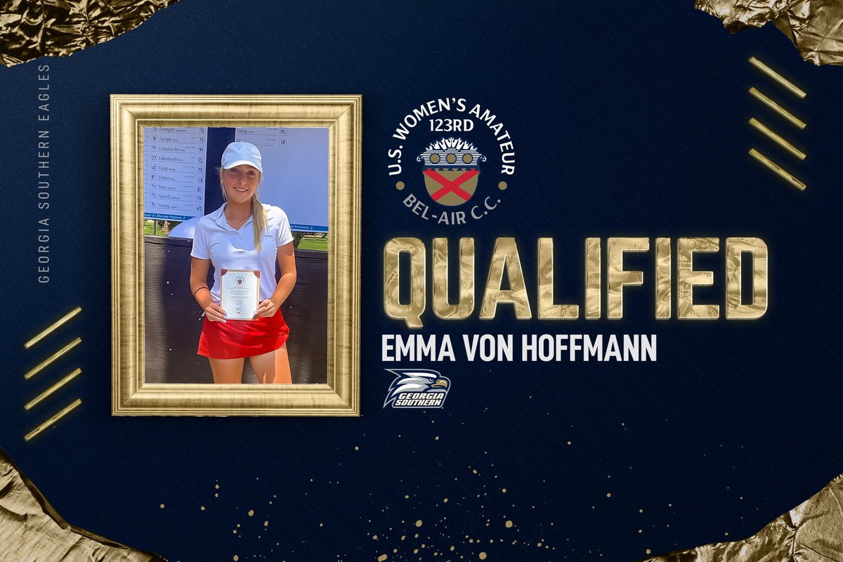 GaSouthernWGolf's tweet photo. 𝗕𝗘𝗟-𝗔𝗜𝗥 𝗕𝗢𝗨𝗡𝗗!

Congratulations to incoming freshman, @emmakvh13, on qualifying for the 123rd U.S. Women’s Amateur, which will be played August 7-13. 

Emma is the first Eagle to qualify for the #USWomensAm.

#HailSouthern https://t.co/f16UWc2cKL