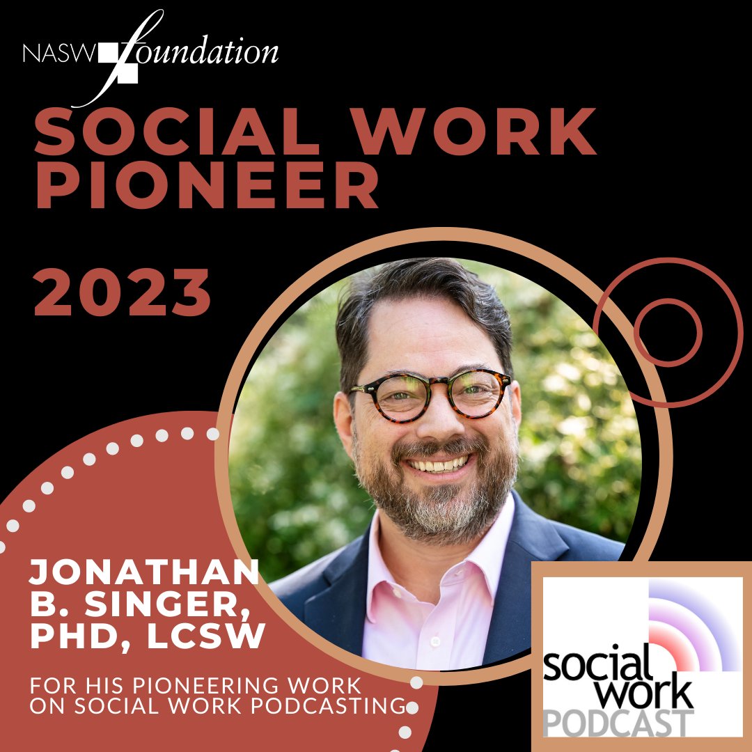 I'm humbled and honored to be named a 2023 @NASW Social Work Pioneer for my role in bringing podcasting to social work.  Thanks to everyone who has supported the podcast over the years! socialworkers.org/News/News-Rele…