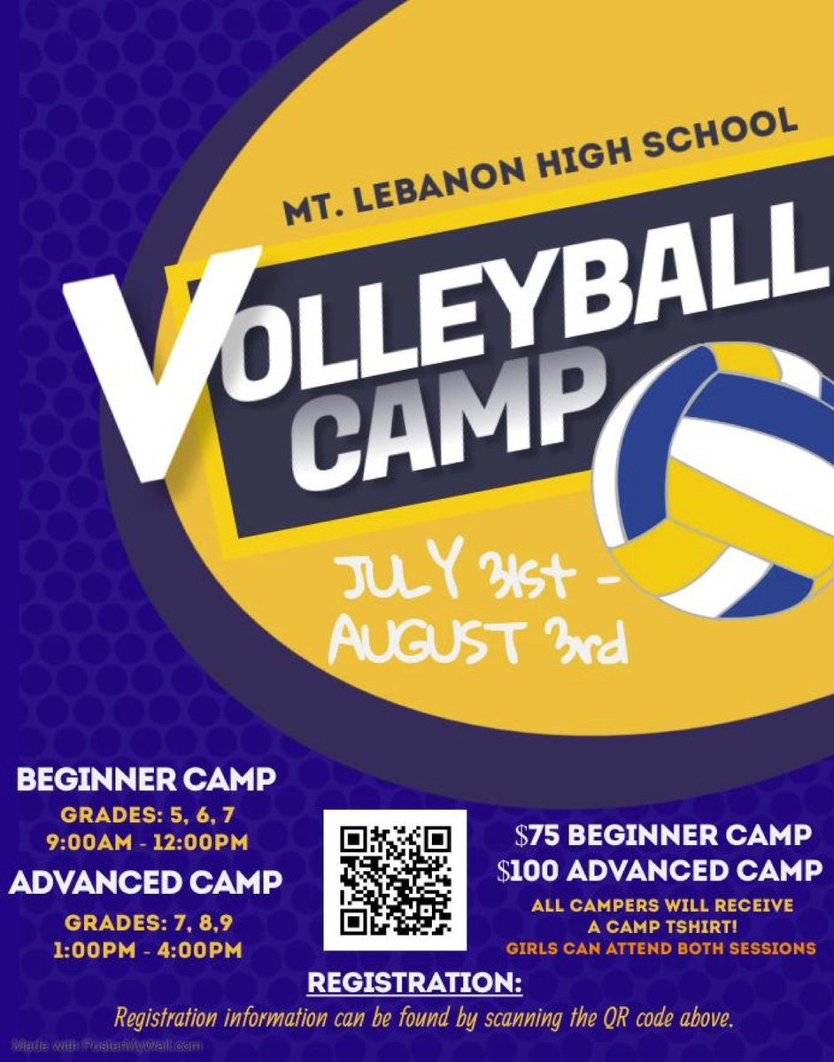 MtLebanonVB's tweet photo. 14 days left until LEBO Girls Volleyball Youth Camp! Registration information found in the form attached here ⬇️
https://t.co/a20klxCfh6 https://t.co/OKsIFwfKqi