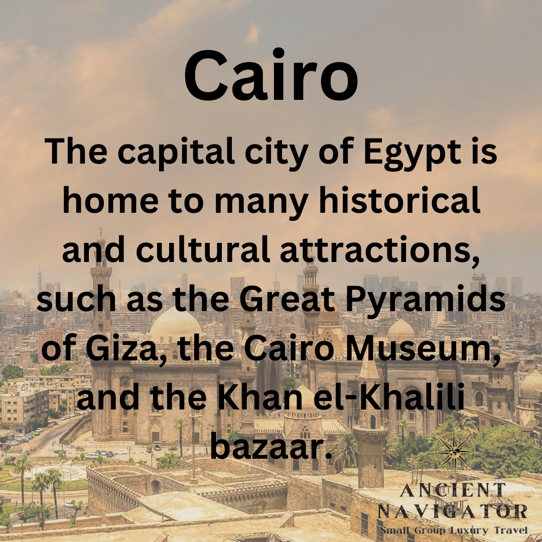 ancientnavigat2's tweet photo. The capital city of Egypt is home to many historical and cultural attractions, such as the Great Pyramids of Giza, the Cairo Museum, and the Khan el-Khalili bazaar.

#cairo
#egypt
#travel
#pyramids
#giza
#musueam
#bazaar
#food
#people
#explore
#capitalcity https://t.co/WNg3VuGT72