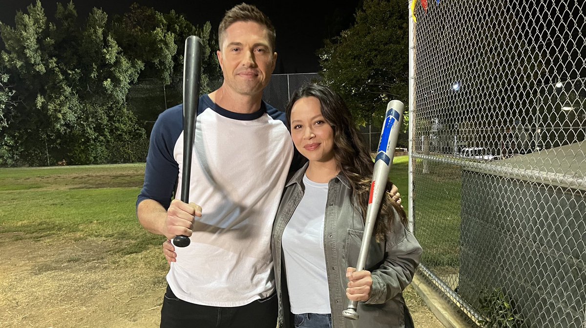 KariHighman's tweet photo. Day 7️⃣: Free Day — best #Meleric behind the scenes photos from season 5 of #TheRookie because they’re the reason for #Chenford working so well!! 😌📸 https://t.co/EKV45hg1Dp