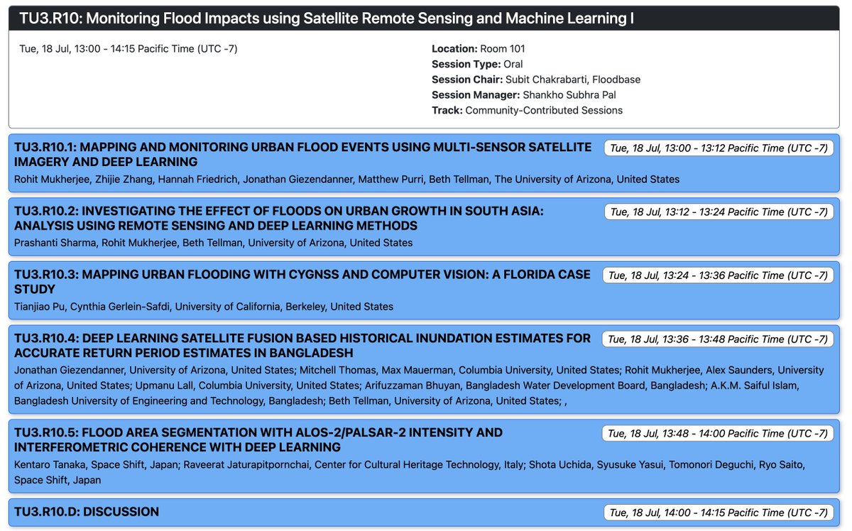 Subit Chakrabarti (@abitmore) on Twitter photo Some great talks tomorrow at <a href="/IEEE_GRSS/">IEEE Geoscience and Remote Sensing Society</a> REACT TC session tomorrow at #IGARSS2023 organized by me and <a href="/RohitMukherjee9/">Rohit Mukherjee</a> . If you are in Pasadena, attend the session TOMORROW in Room 101 at 13:00 PT! Some great talks tomorrow at <a href="/IEEE_GRSS/">IEEE Geoscience and Remote Sensing Society</a> REACT TC session tomorrow at #IGARSS2023 organized by me and <a href="/RohitMukherjee9/">Rohit Mukherjee</a> . If you are in Pasadena, attend the session TOMORROW in Room 101 at 13:00 PT!