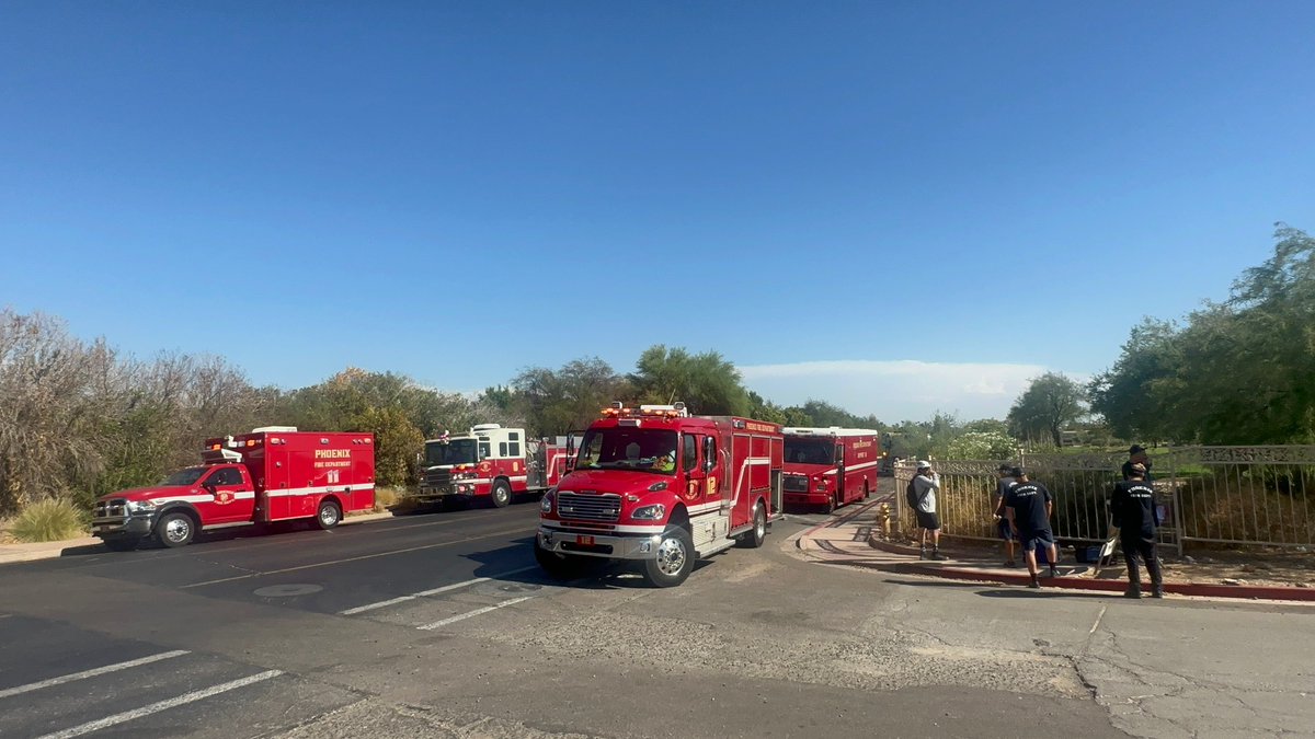 Jared Dillingham (@jareddillingham) on Twitter photo In the extreme 110+ degree heat, <a href="/PHXFire/">Phoenix Fire Dept.</a>
crews hiked a mile up Camelback Mountain's Cholla Trail, after a 49yo hiker overheated and needed help. The woman, a traveling nurse from the Midwest, was treated at the trailhead for dehydration. In the extreme 110+ degree heat, <a href="/PHXFire/">Phoenix Fire Dept.</a>
crews hiked a mile up Camelback Mountain's Cholla Trail, after a 49yo hiker overheated and needed help. The woman, a traveling nurse from the Midwest, was treated at the trailhead for dehydration.