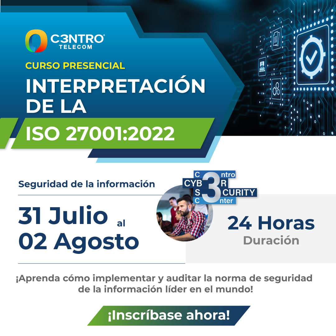 c3ntrotelecom's tweet image. Obtenga los conocimientos fundamentales sobre #seguridad de la #información y aprenda a #implementar y #auditar la norma #ISO27001:2022 Regístrese y acompáñenos en este curso presencial. Para información sobre precios y métodos de pago contáctenos. hubs.ly/Q01X_pTD0
