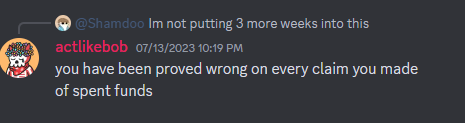 Biscuitsbubble's tweet image. Is anyone keeping up on the headdao bullshit? He has 59 eth now he doesnt deserve. Smart community for taking the 120 instead of nothing because we all know he wanted to take it all. I sat in the vc and chat as he lied about receipts and what he spent...shit was comedy. Btw he