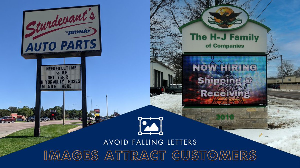 Daktronics's tweet image. Never worry about having the right letters and punctuation for your copy board. With LED signs, you can even add images and advertise multiple messages throughout the day.

bddy.me/3DBNArz

#DakDisplays #LEDsign